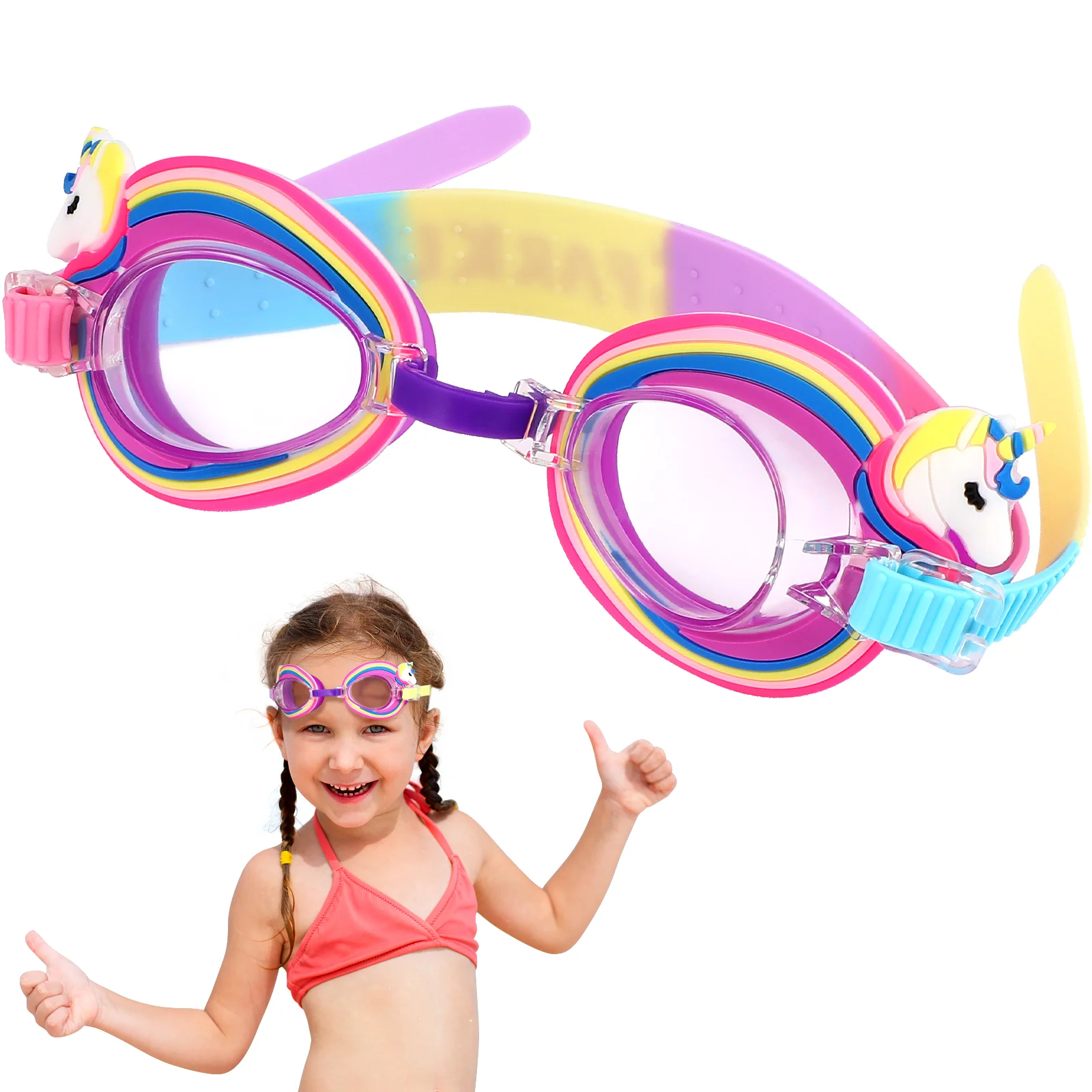 

Children's Swimming Goggles Kid Unicorn Anti-fog Colorful Silica Gel Kids Adjustable