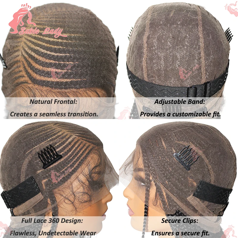 Side Part Cornrow Braids Synthetic Lace Wig Knotless Box Braid Wig Full Lace Front Braided Wigs For Black Women Braiding Hair