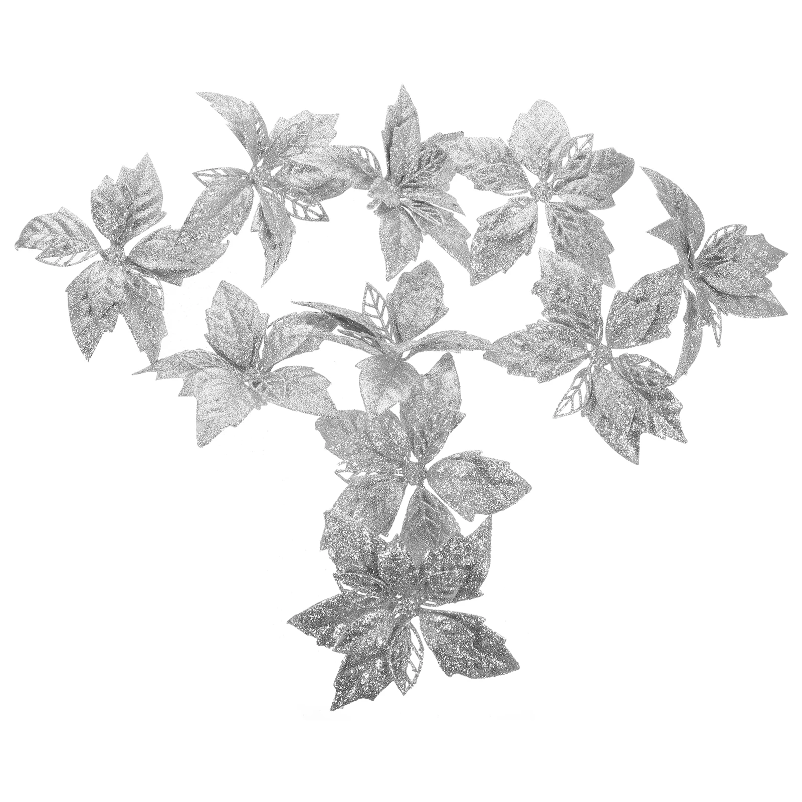 

10Pcs Christmas Floral Decoration Glitter Artificial Poinsettia Faux Poinsettia Flowers Xmas Tree Ornaments Christmas Tree