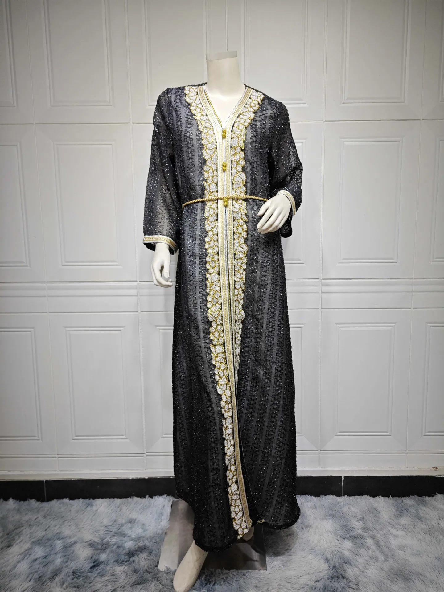 

Eid Djellaba Diamonds Embroidery Abayas for Women Muslim Inner Dress Set Islamic Jalabiya Dubai Kaftan Marocain Caftan Arab Robe