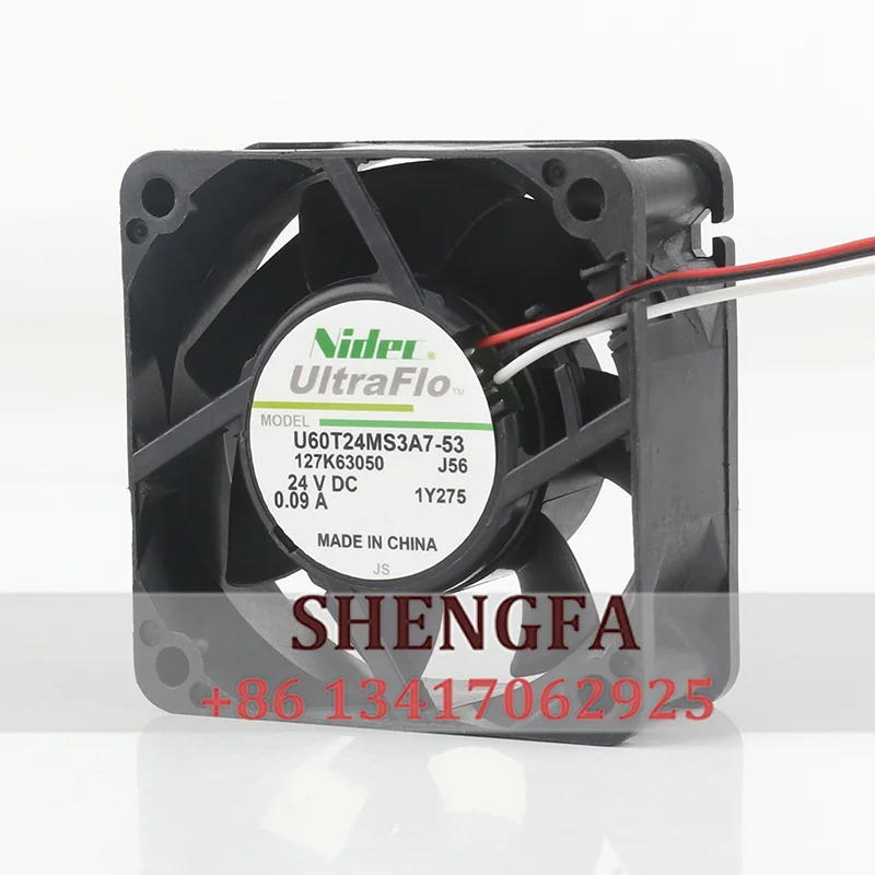New Nidec DC24V 0.09A 5V 12V 48V AC EC 6025 60X60X25MM 6CM Three-wire Low Noise Frequency Converter U60T24MS3A7-53 Cooling fan
