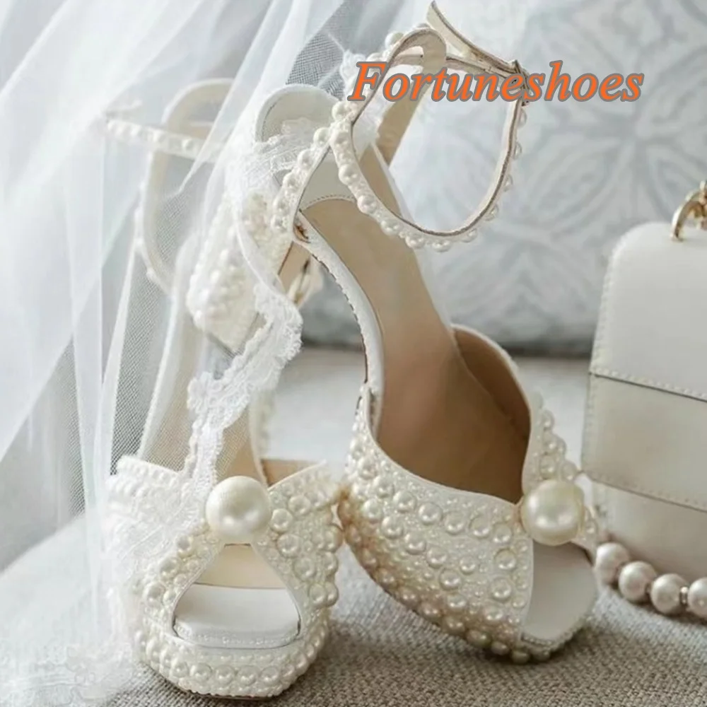 String Beads Straight Buckle Strap Pumps Peep Toe Chunky High Heel Hollow Women Pumps 2025 Newest Fashion Casual Summer Sandals