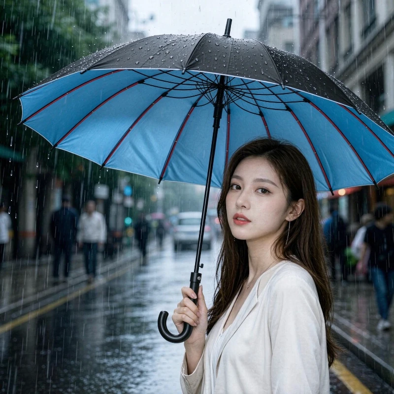 32-Rib Automatic Long Handle Umbrella Extra Large Triple Person Thickened Reinforced Double Layer Stormproof Custom Use 장우산