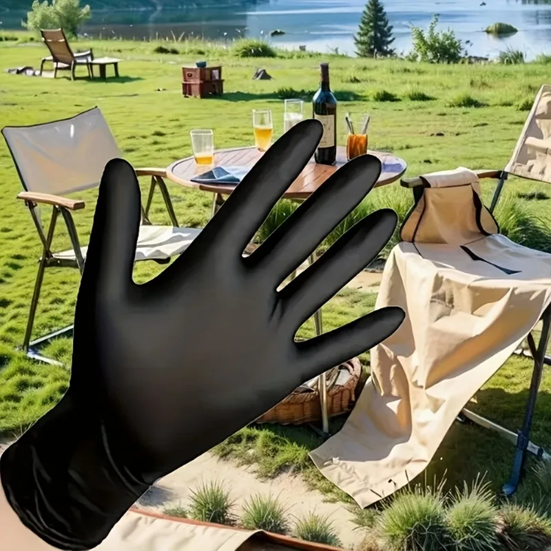 50/100/200pcs Disposable Black Nitrile Gloves, Kitchen, Tattoo, Hair Dye Gloves, Food Processing, Household Small Tools