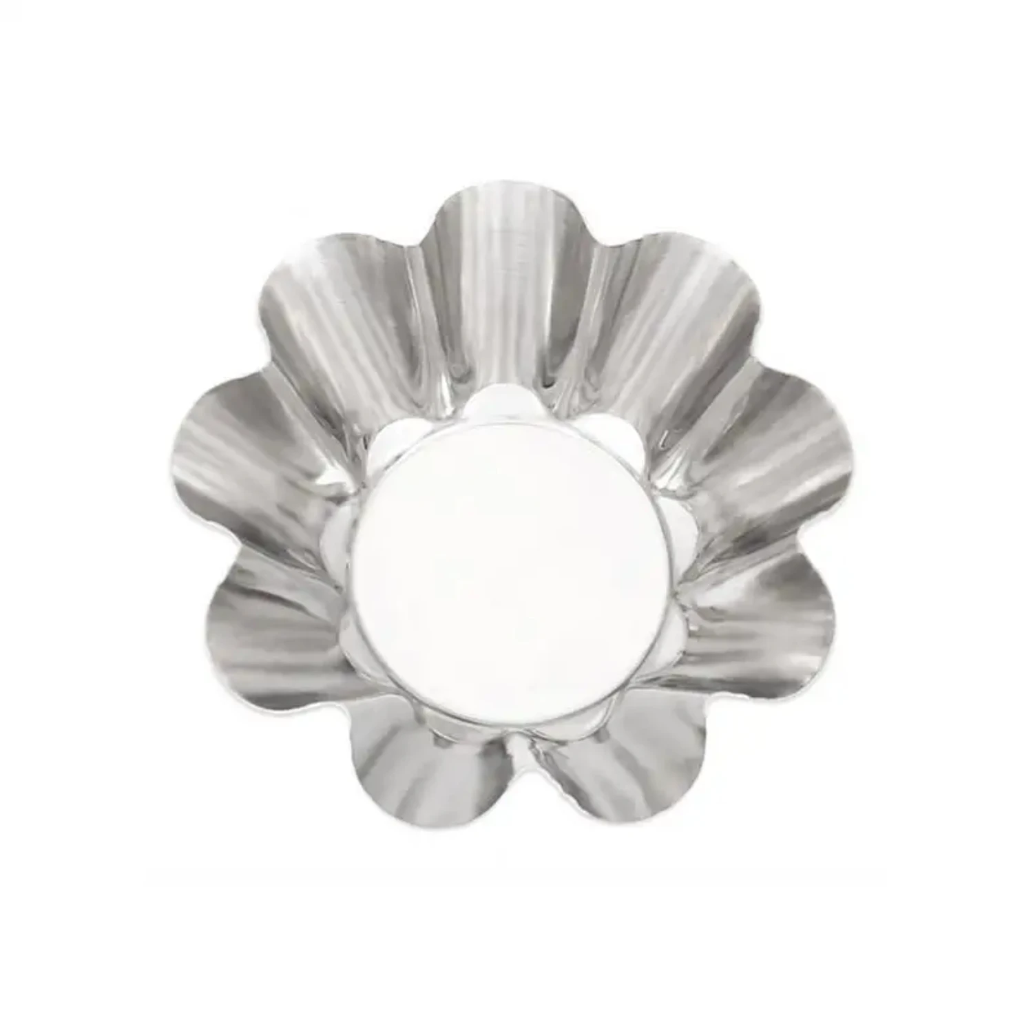 Delicate 6 pcs Stainless Steel Flower Cupcake Muffin Baking Cup Mold - Reusable and Useful Silver Tart Pans Bakeware for Kitchen