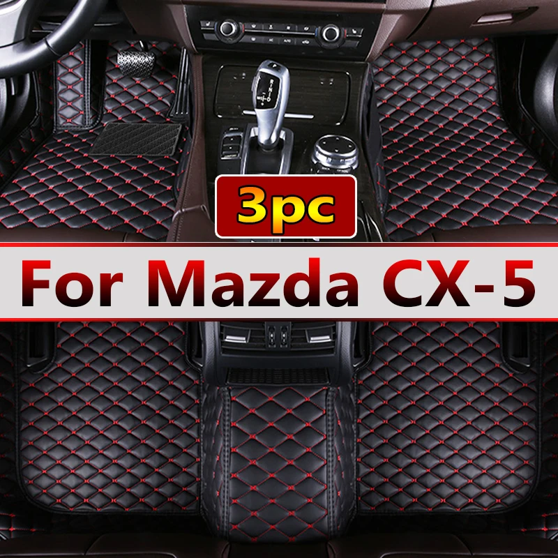 Tapis de sol de voiture pour Mazda CX-5 CX5 KF 2017 ~ 2023 Polymères de luxe en cuir Tapis Tapis Ensemble complet Pièces intérieures automatiques