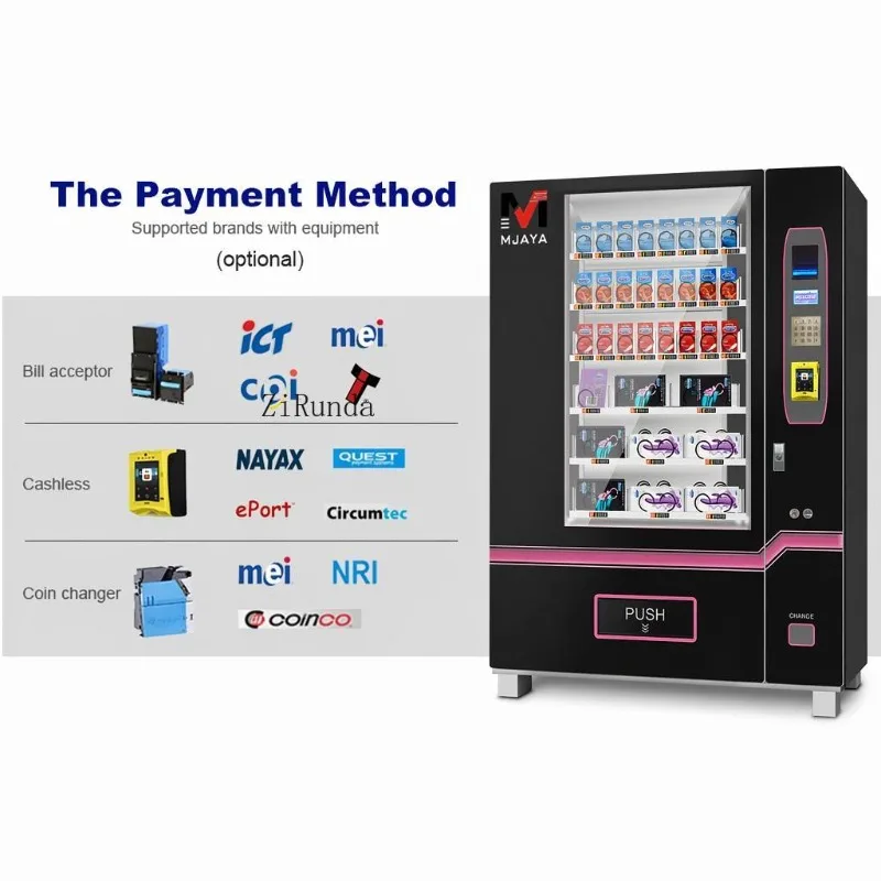 Máquina de venda automática com teclado de aço inoxidável, LCD, pagamento sem dinheiro MDB Dex, lanches