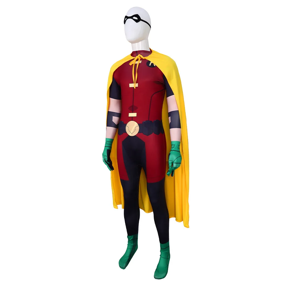 Mono de Robin de Anime para hombre, traje de noche de Dick Grayson, capa, disfraz de Cosplay, Halloween, Carnaval, trajes de Robin