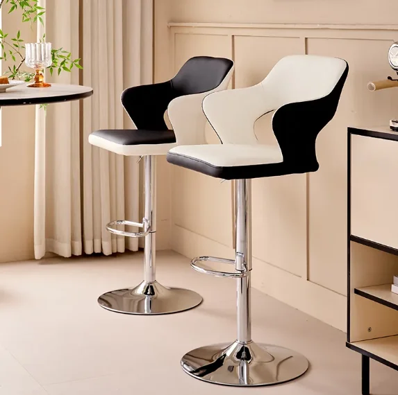

*Luxury Retro Oversized Bar Stool Metal Frame Cat-Scratch PU Leather Upholstery Adjustable Height for Home Bar and Large Spaces