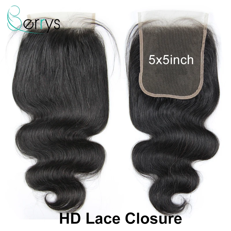 

5x5 Body Wave HD Lace Closure 10A Brazilian Human Virgin Hair Swiss Lace Closures 150% Density Pre Plucked With Baby Hair Women