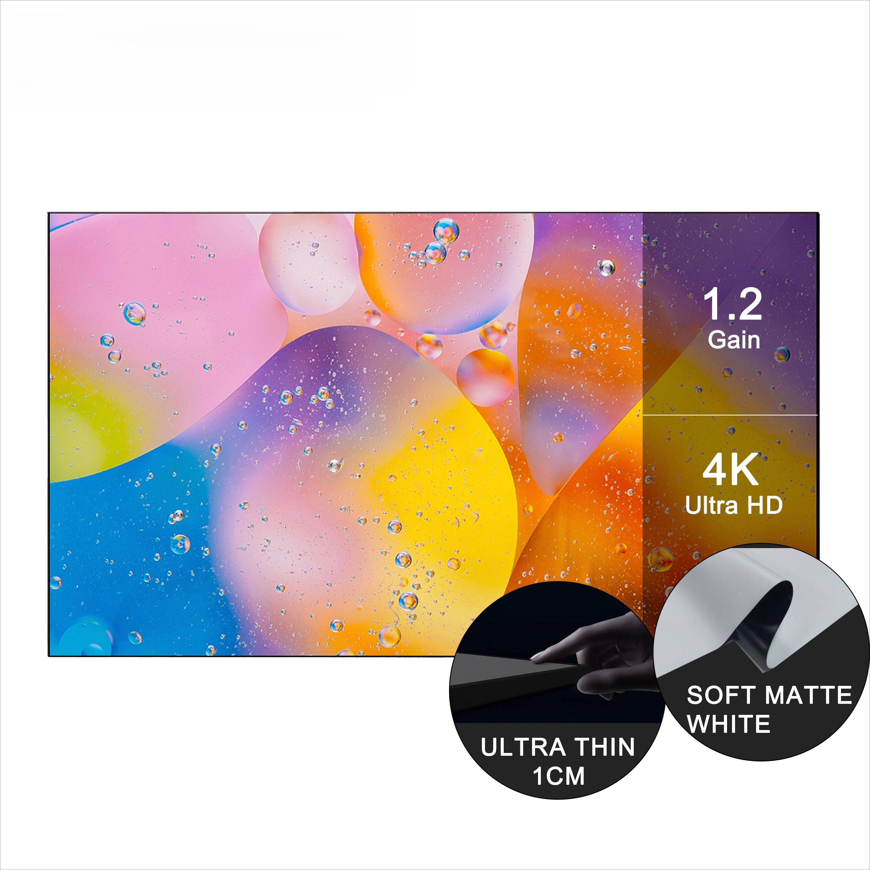 150Inch Matte White 16:9 Home Theater Projector Screen UHD1.2 Gain Soft PVC Fixed Frame Screen for 4k Hd Projector Custom Size