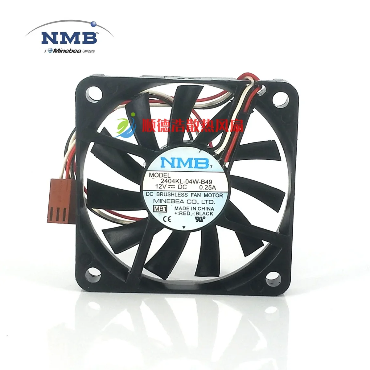 NMB مروحة تبريد خادم 3 أسلاك ، 2404kl-4w-b49 ، DC 12V ، 0.25A ، 60x60x10mm