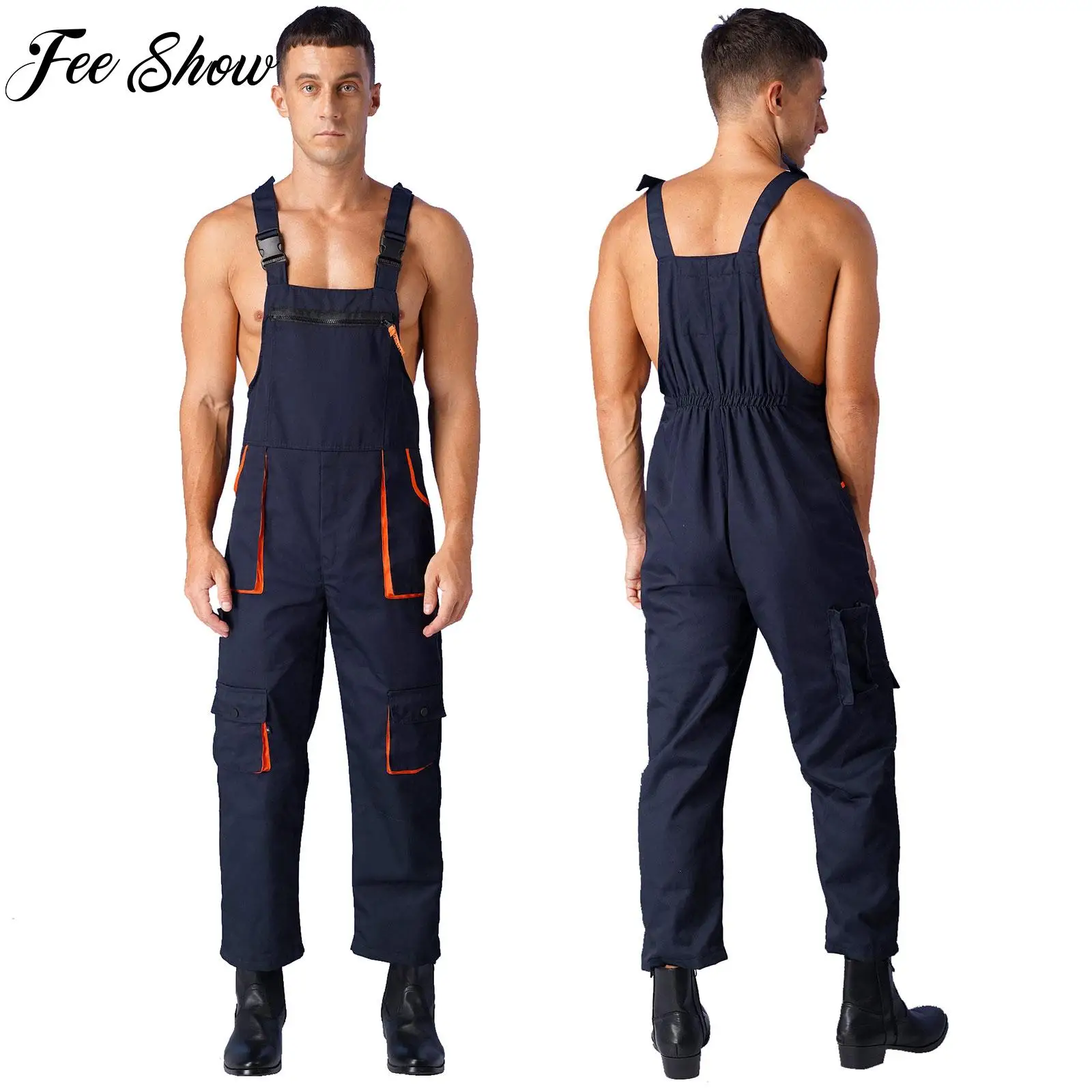 

Mens Wear Resistant Overalls Jumpsuit Adjustable Straps Multiple Pockets Work Dungarees Male Bib And Brace Coveralls