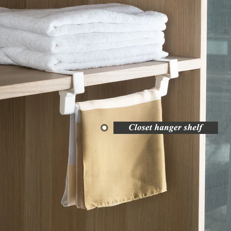 No Punching Under Table Floating Storage Rack Hook Cabinet Door Tower Hanger Rack Paper Roll Holder Shelf Closet Organizer Stand