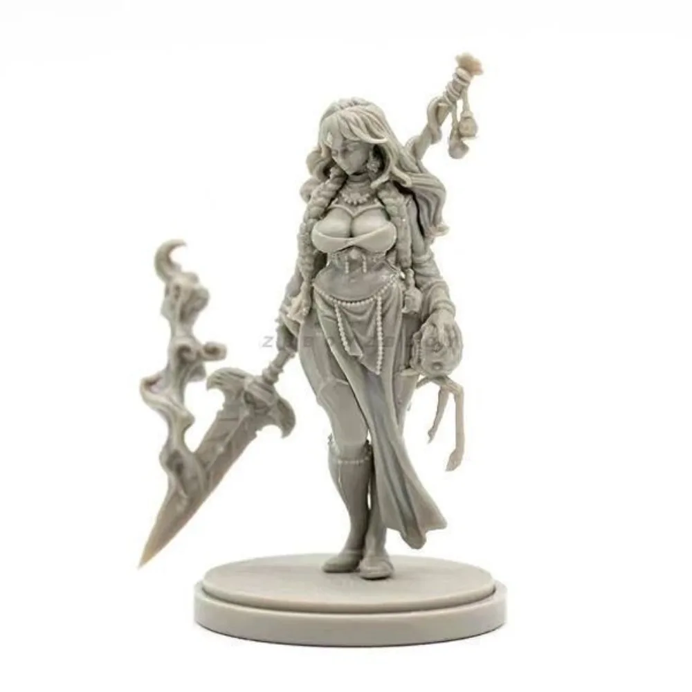 38mm Female Curse Warrior Resin White Miniature Tabletop Wargame Model 3D Printed Figurine DIY Coloring Self-assembly Model