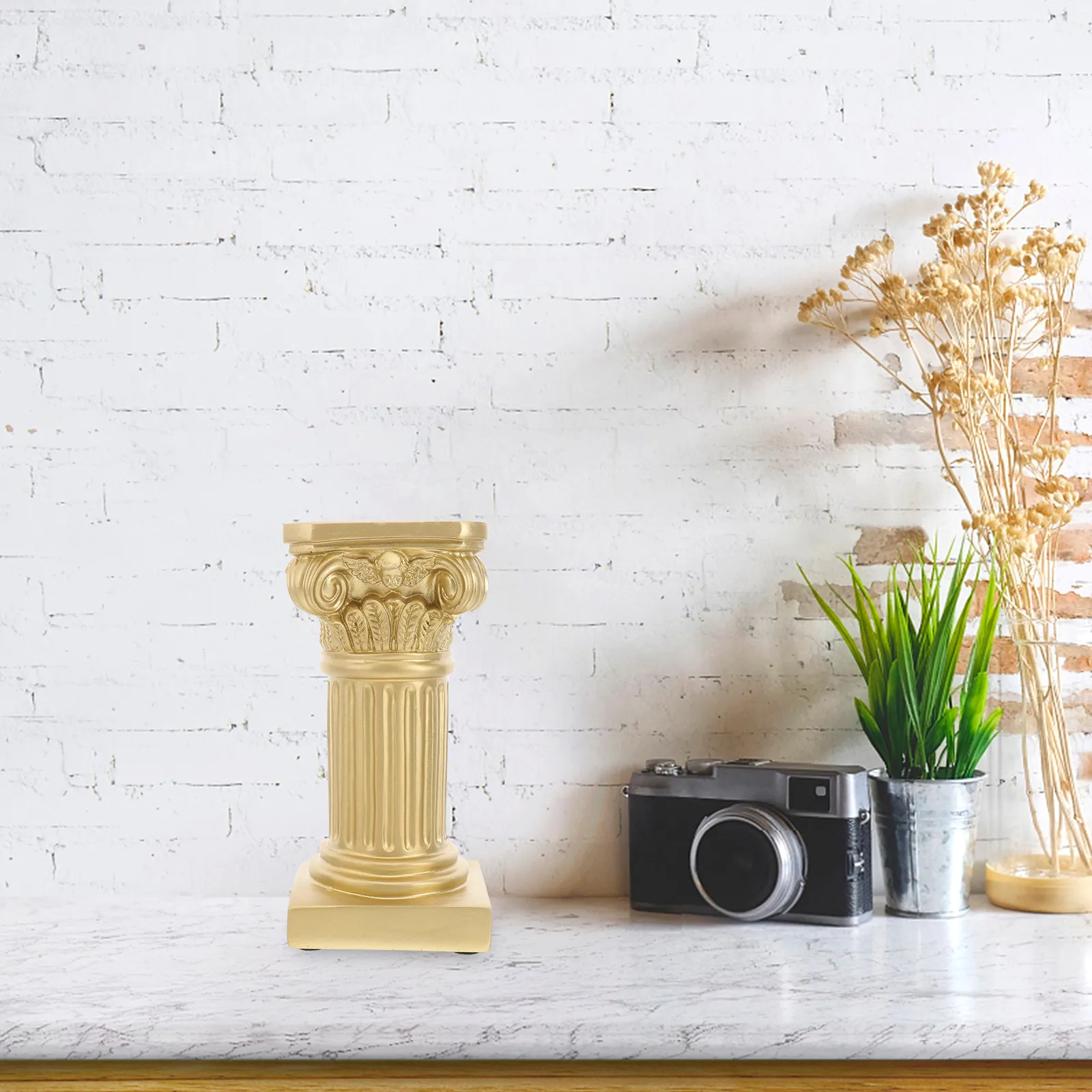 

2Pcs Roman Pillar Statues Resin Craft Pedestal Stand Elegant Indoor Outdoor Decoration for Tabletop Display Artwork Candles