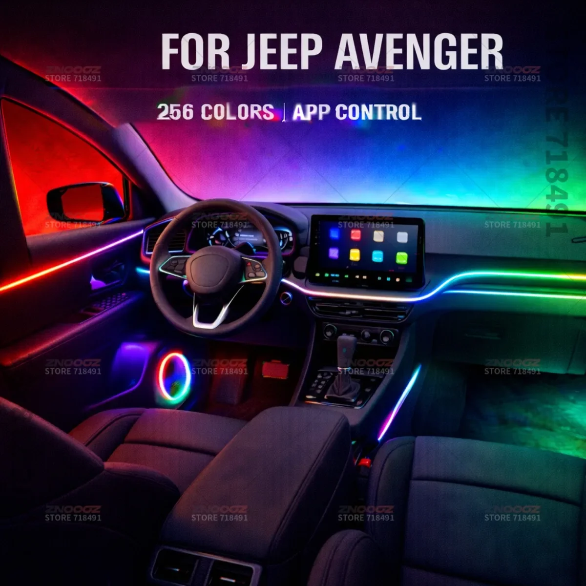 22in1 RGB Car Interior Acrylic Car Ambient Lights RGB Hidden Acrylic Strip Decoration Atmosphere Accessories For Jeep Avenger