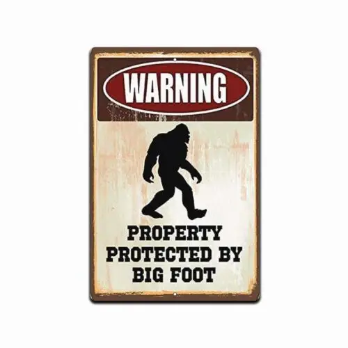 

Bigfoot Sign Warning Protected By Bigfoot Novelty Aluminum Sign 8 x 12 in