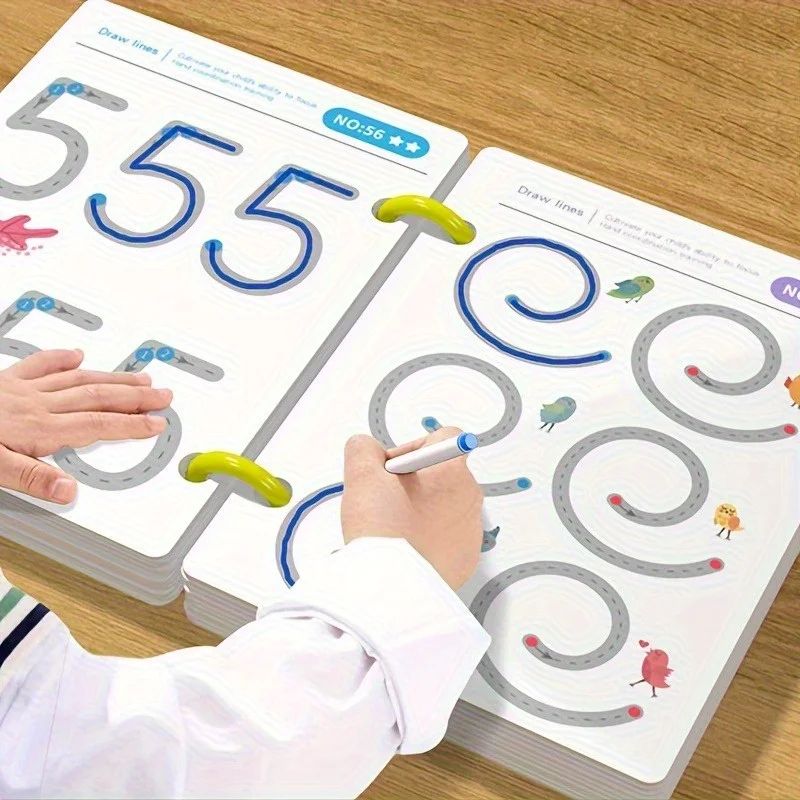 Reusable magic tracking workbook, suitable for children, drawing and control training, thick lines, educational diary, notebook