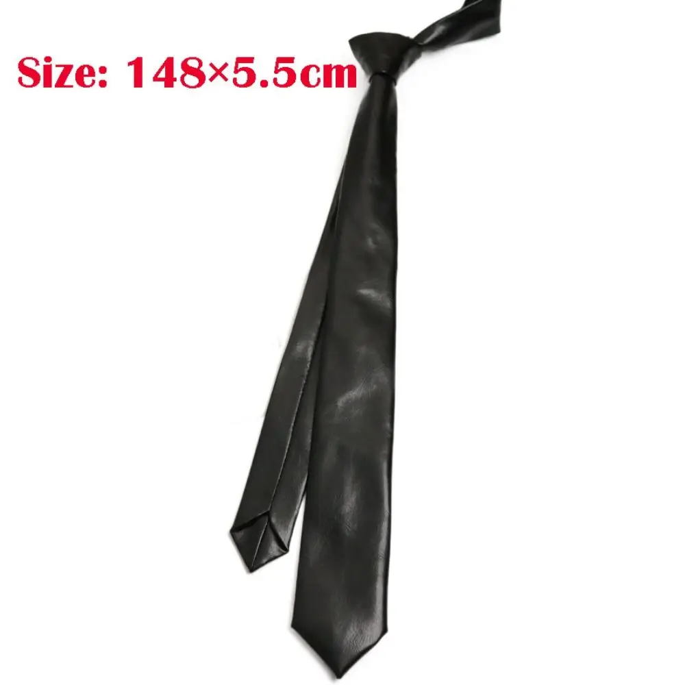 패션 레트로 PU 가죽 넥타이 5.5cm 폭 다용도 JK 넥타이 캐주얼 단색 좁은 넥타이 유니섹스
