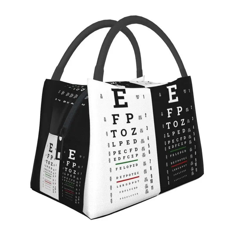 Custom Snellen Chart Eye Test Insulated Lunch Bag Optometrist Optician Resuable Thermal Cooler Lunch Box For Women Picnic Tote