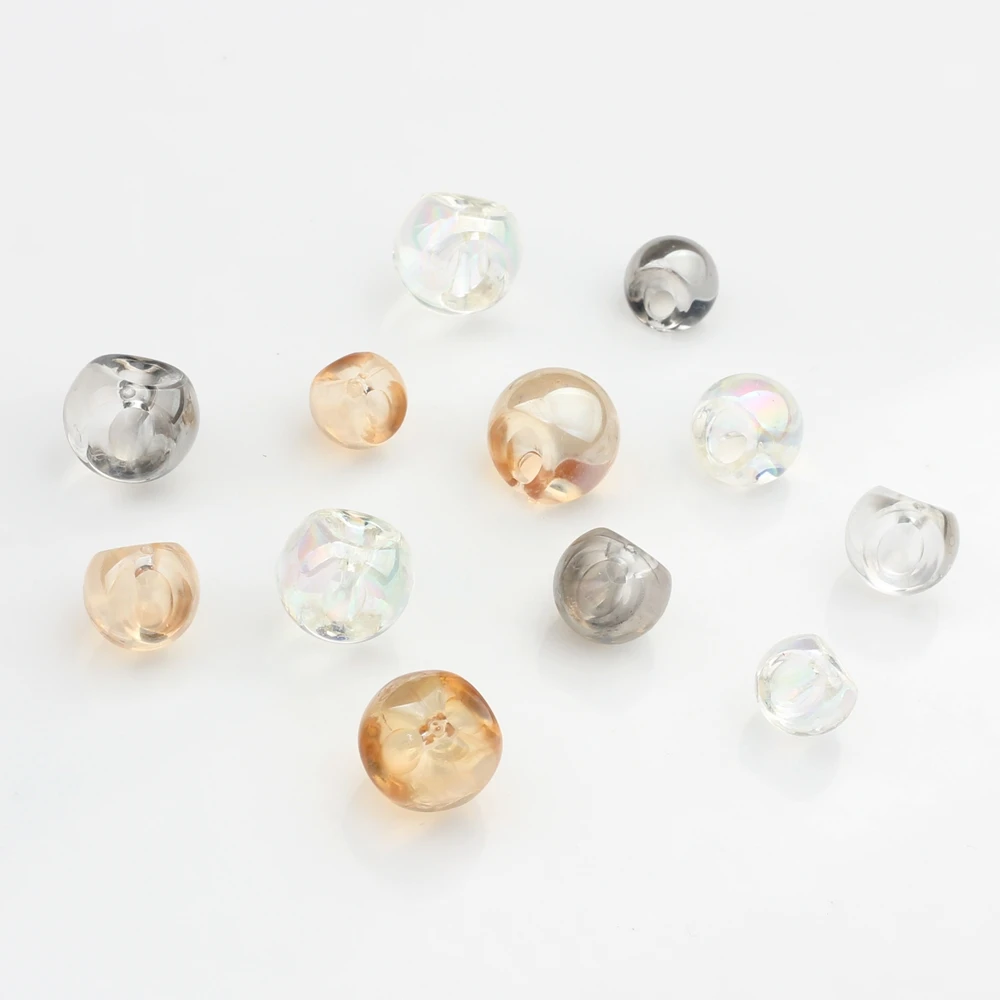 Acrylic Rainbow Side Hole Button Balls Loose Beads Spacer Beads Charms 20pcs For DIY Fashion Earrings Jewelry Making Accessories