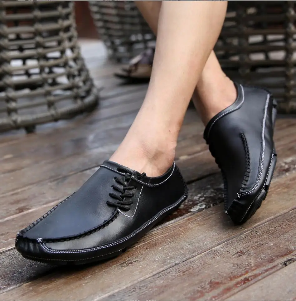 Handmade Split Leather Shoes Hand-stitched Men's Leather Shoes Non-slip Driving Shoes Loafers Designer Shoes Men Dress Shoes Men