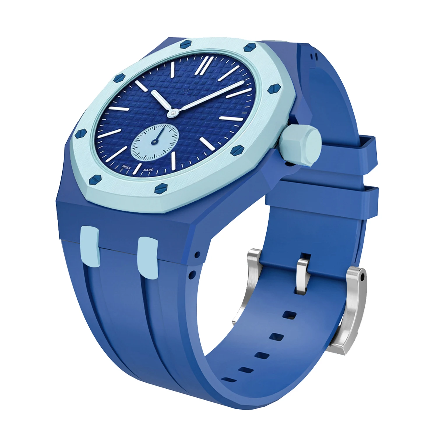 Silicone Strap+Ceramic Case For Swatch X AP Royal Pop Pocket Watch Changer to Wristwatch Integrated Watch Band Accessories