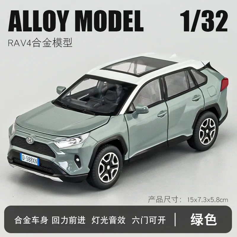 1:32 Toyota RAV4 off-road vehicle High Simulation Diecast Metal Alloy Model car Sound Light Pull Back Collection Kids Toy Gifts