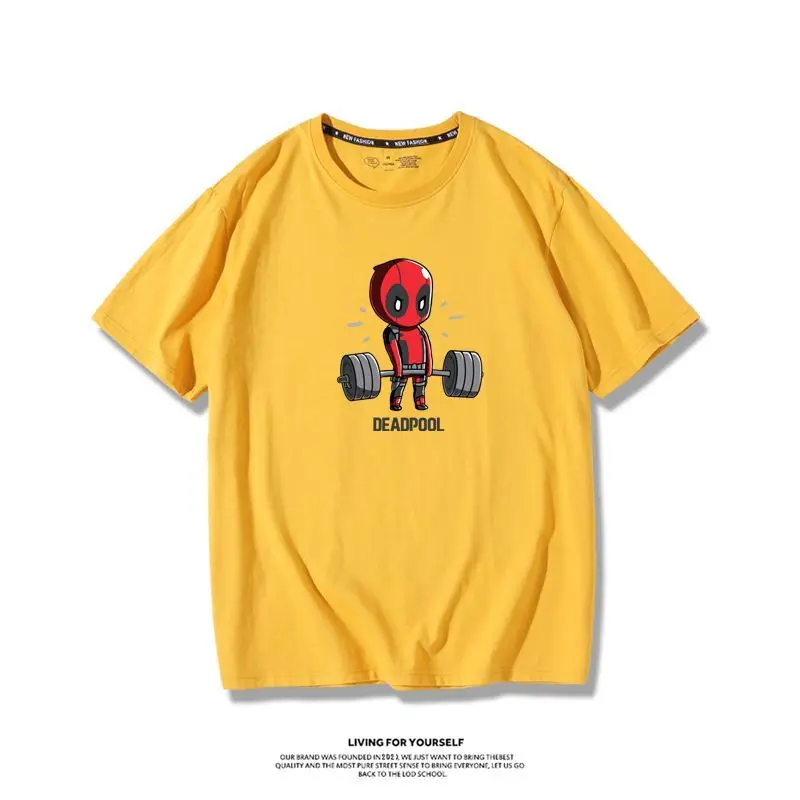 Deadpool 3 Anime Summer Short-Sleeved Men Fitness Cotton Tops Comfortable Sports Sweat-Absorbent Printed Short-Sleeved Gifts