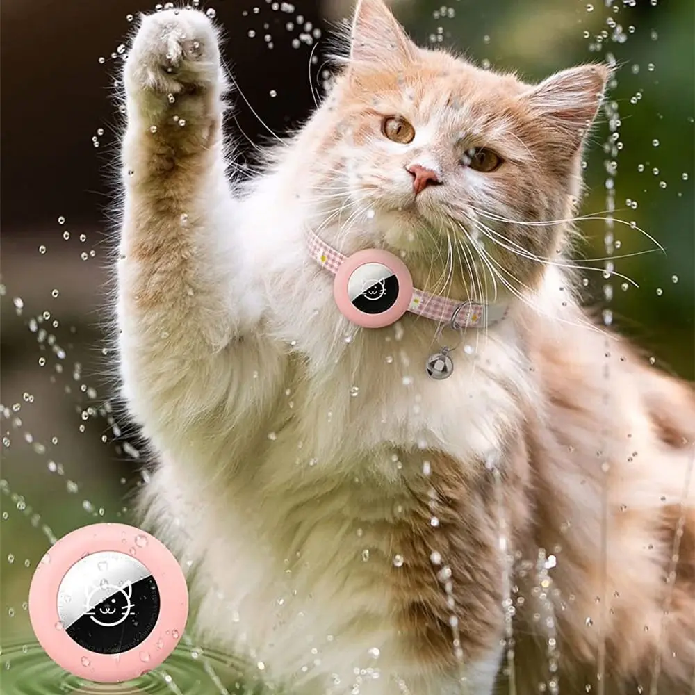 Portable Silicone Protective Case Anti-lost Colorful Pet Tracker Protective Case With Bell Cat Necklaces for Airtags