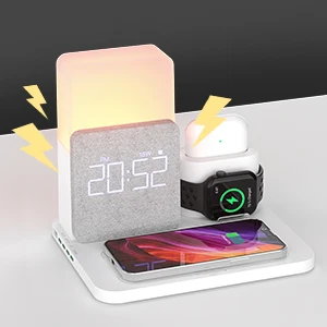 3 In 1 Charging Station Alarm Clock with Wireless Charger for IPhone 12/13 Pro/13 Mini/13 Pro Max/12 Pro AirPods Fast Charger