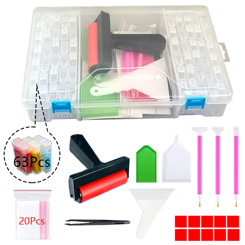 Diamond painting head surface portable storage box DIY embroidery accessories tray dot drill pen drill bit 5D roller