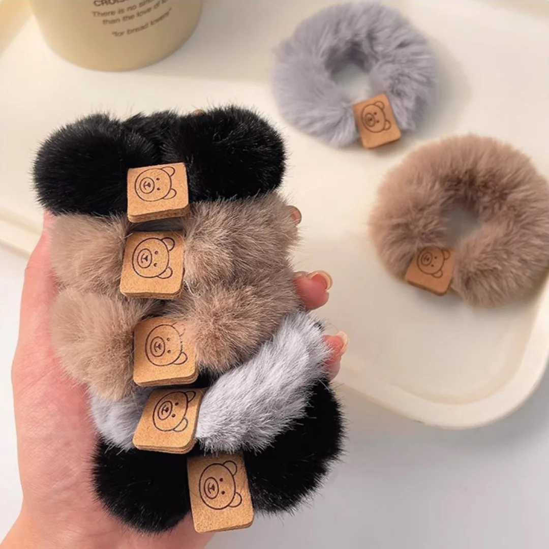 Furry Hair Scrunchies for Women,Elastic Bobbles Hair Bands Fluffy Ponytail Holders Soft Hair Ties for Women Hair Accessories