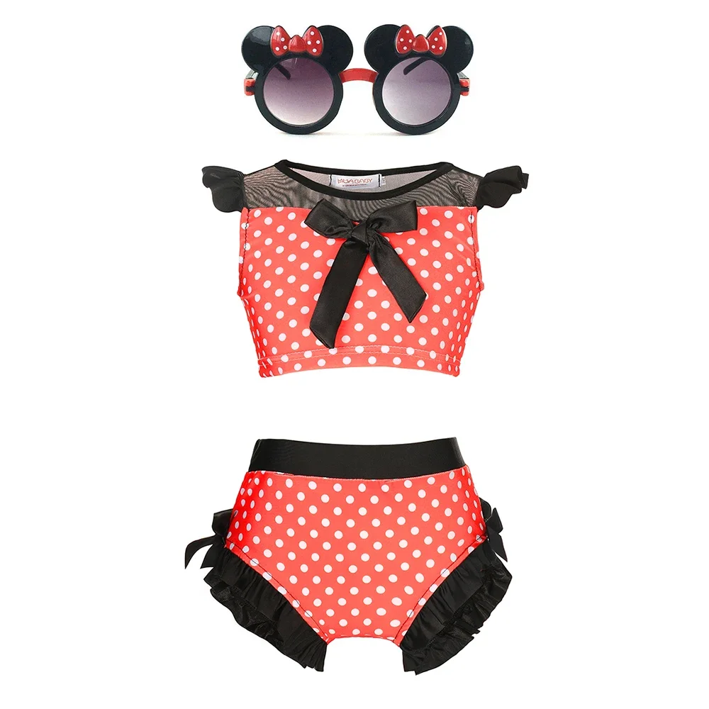 Mermaid Ariel Swimsuit for Baby Girl Minnie Mouse Swimwear 2PCS Set Princess Snow White Rapunzel Bikini Beach Dress Child