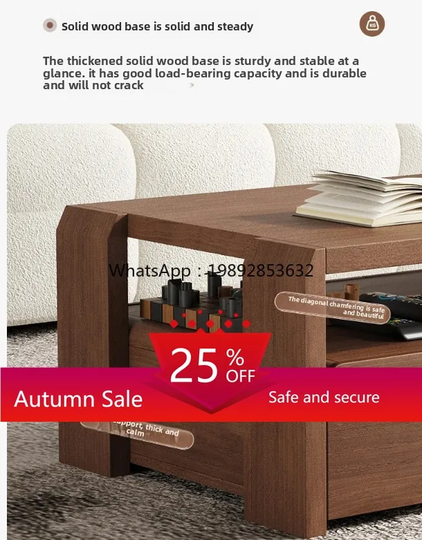 

ZZ solid wood coffee table Italian light luxury living room home high-end walnut small tea table small apartment