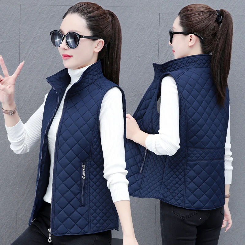 Women's Cotton Vest Spring Autumn Mommy Sle 2023 New Winter Outerwear Large Size Ladies Jaet Top Zipper Closure  Color