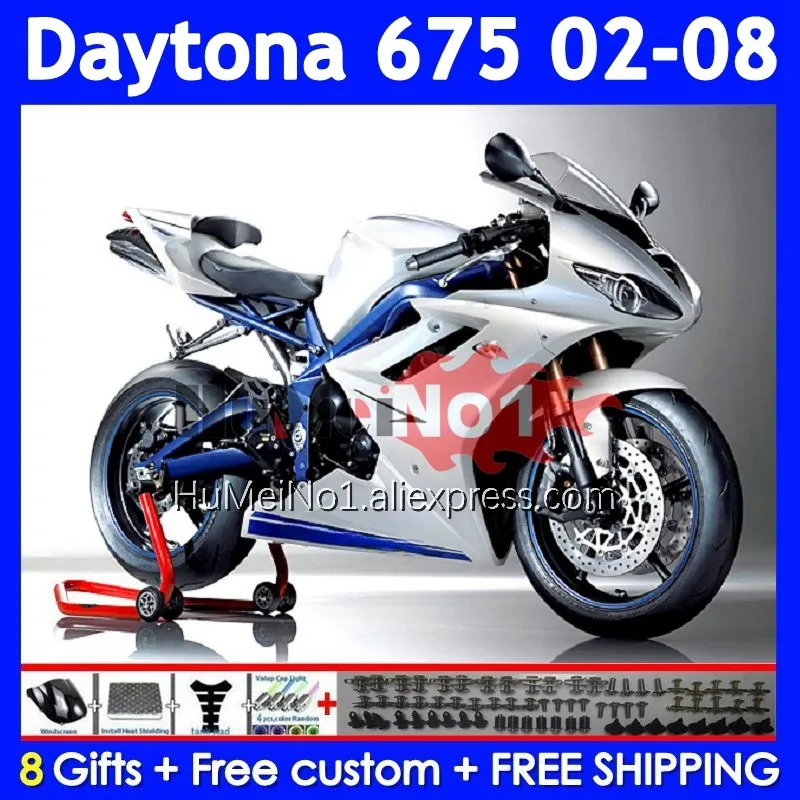 Pearl White OEM Fairing For Triumph Daytona-675 Daytona 675 02 03 04 05 321No.0 Daytona675 2002 2006 2007 2008 Injection Body