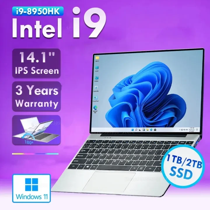 【セール中】14.1インチ ゲーミングノートパソコン Windows 11 Intel Core i9-8950HK 16GB RAM 1/2TB M.2 SSD ノートパソコン 4K HD ゲーミングノートパソコン