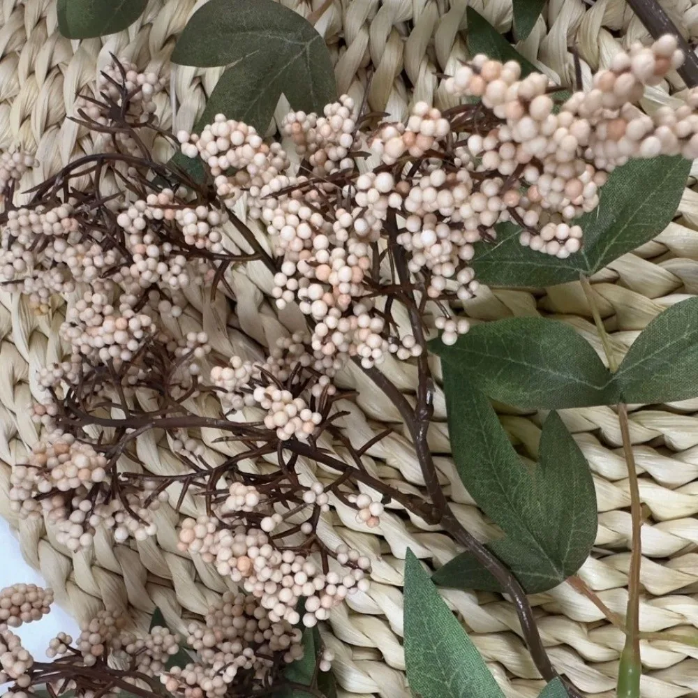 

Plastic Artificial Nandina Berry Branch Green Plants Realistic Artificial Sophora Flower Faux Flower Small Fruit