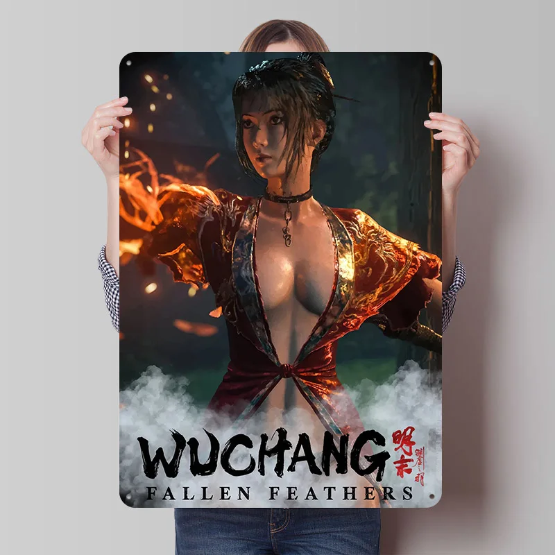 Wuchang: Fallen Feathers Game Art Blechschild Poster Personalisierte Wandkunst Retro Vintage Metallschilder für Gamer-Dekoration Heim-Dekoration