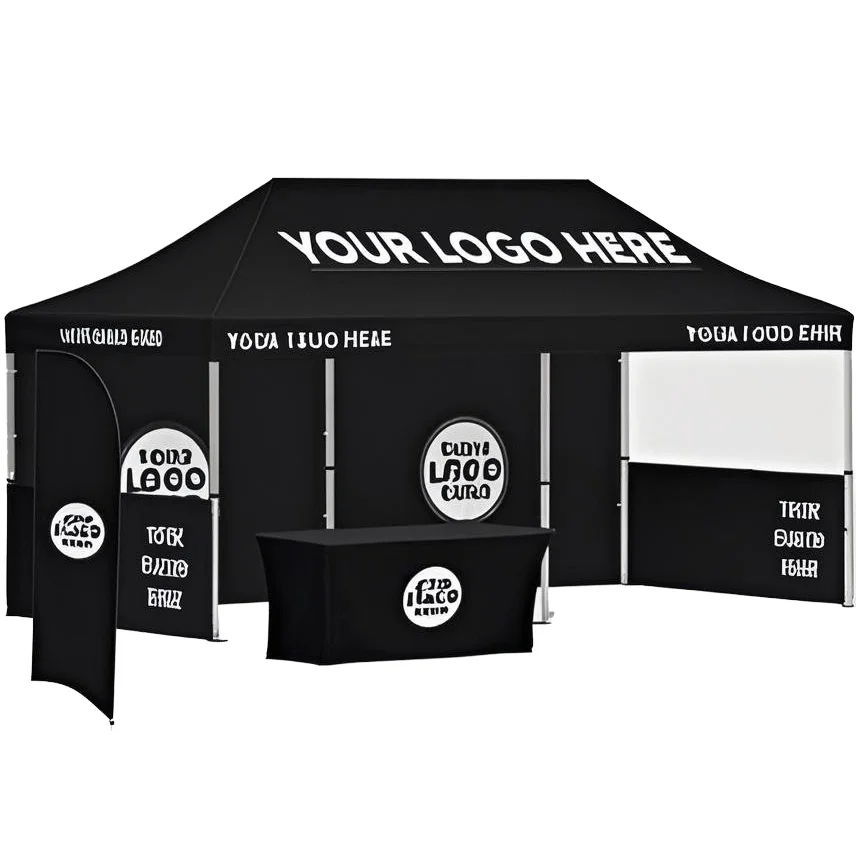 CustomizableTrade Festival & Outdoor Advertising Solution: Sunshine 6x3 Easy Stall 10x20 Canopy Tent with Window Feather Flag Ro