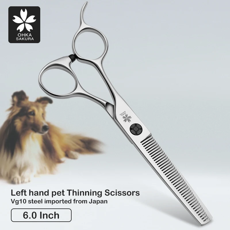 Special Thin Tooth Scissors for left-hand, Suitable for Left-Handed Pet Beautician, Imported VG10 Hairdressing, 35% Special