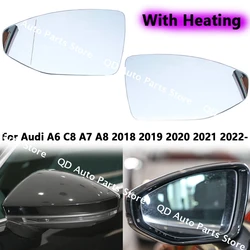 For Audi A6 C8 A7 A8 2018 2019 2020 2021 2022- Heated Auto Side Wing Mirror Glass Left Right Rearview 4KD857535A 4KD857536A