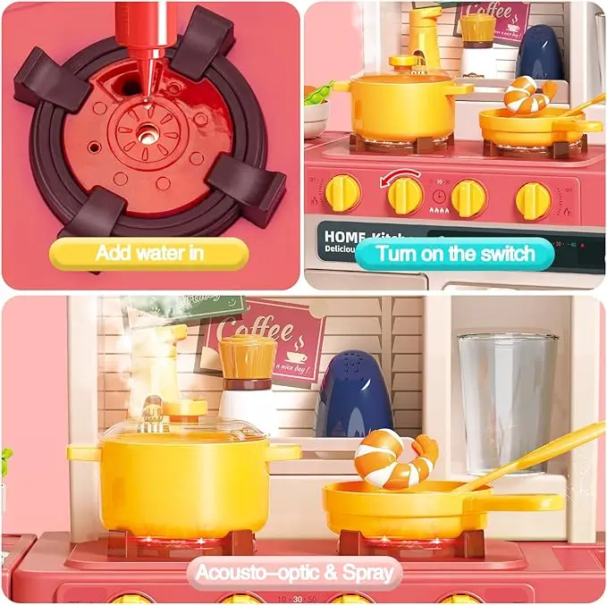 Chefs-Jogo de Cozinha Infantil com Luzes e Sons, Brinquedo Interativo, Corte, Alimentos, Legumes, Frutas, Criança