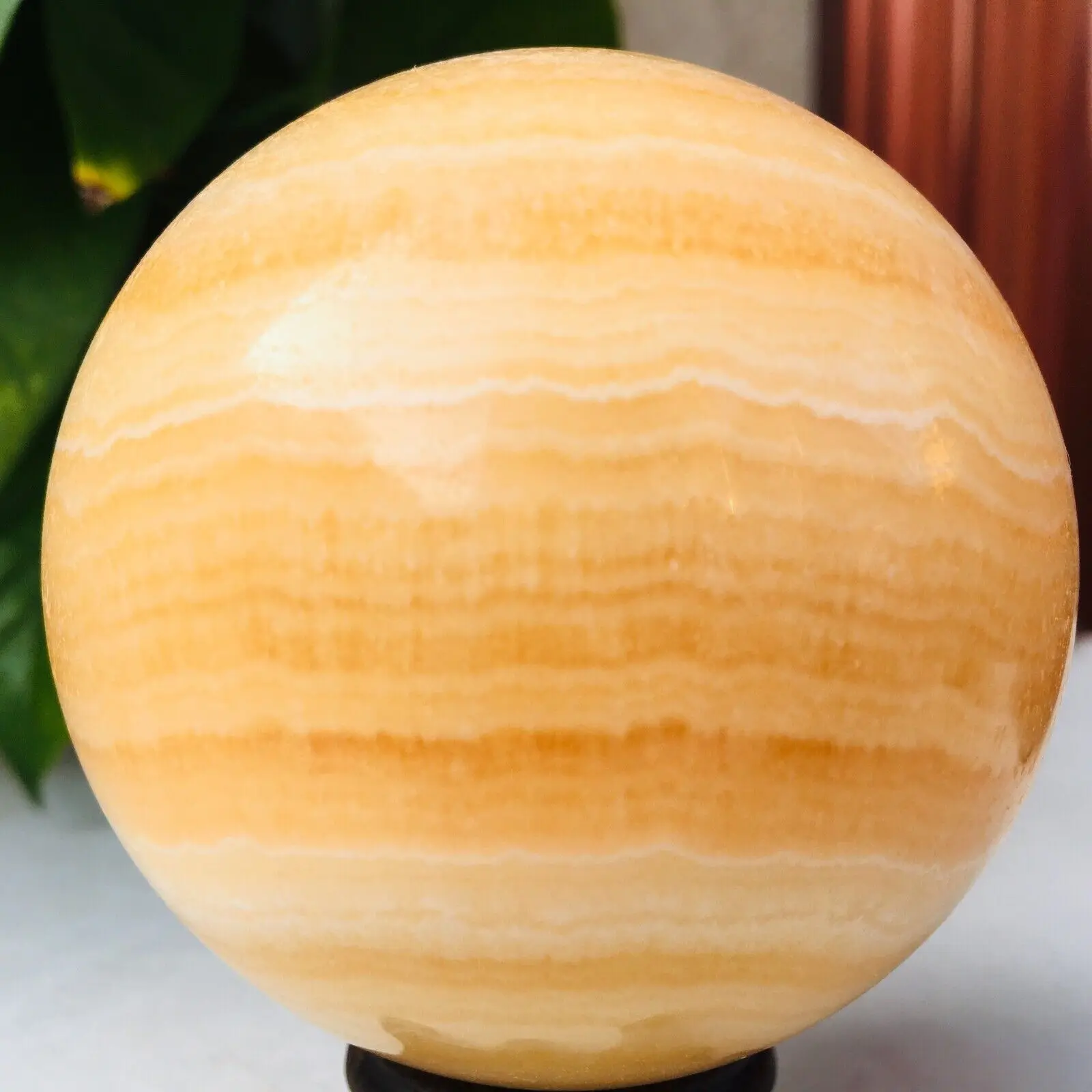 

Natural Yellow Calcite Orange Quartz Sphere, Crystal Ball, Healing Reiki