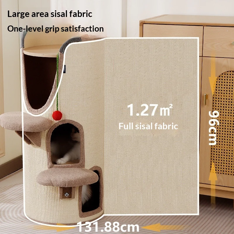 Árbol rascador para gatos de sisal con cama, túnel y juguete - imagen 5
