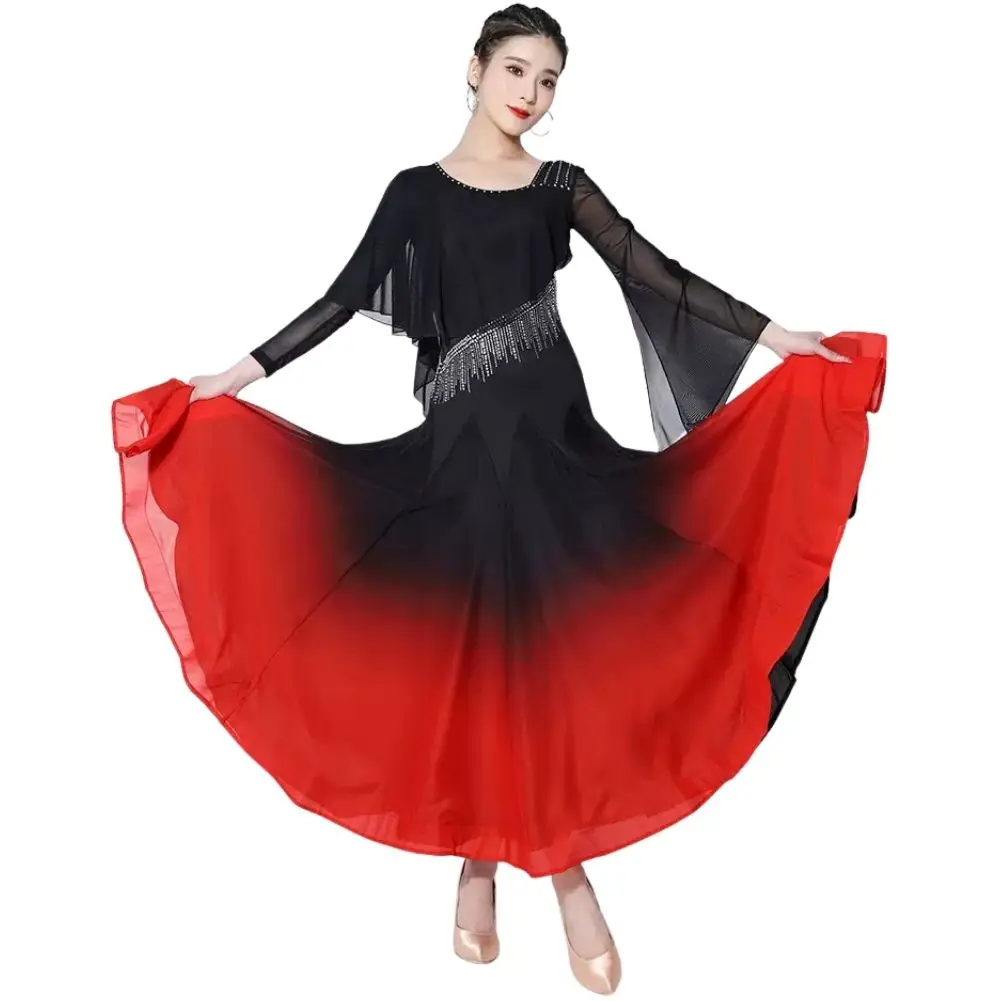 Ballroom Dress Contest Standard Ballroom Dress Rhinestone Waltz Dress Contest suit Mesh Dancing Ladies dress