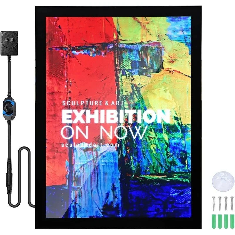 

Movie Poster x Photo Frame LED Light Box Display n Holder in Black, Wall Mounting, Aluminum Profile