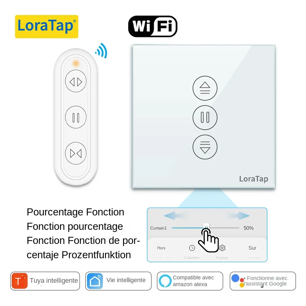 LoraTap 4ème Tuya volet roulant stores rideau interrupteur télécommande pourcentage fonctionne avec Google Home Alexa vie intelligente